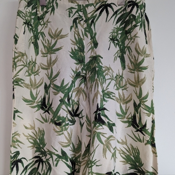 J. Jill Wide Leg Capri Linen Blend Bamboo Print Pants - Picture 4 of 12